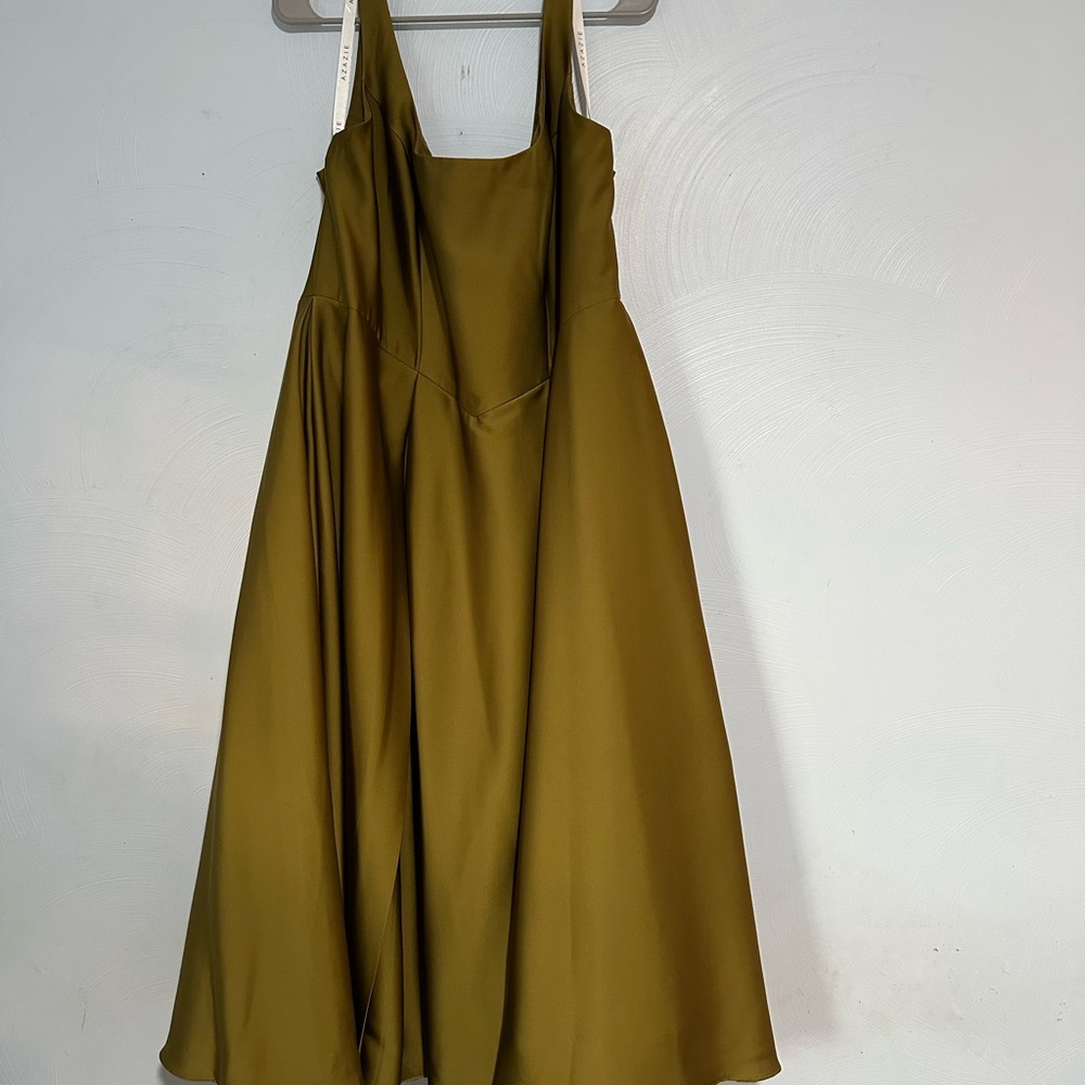 Azazie Olivia Olive green a-line dress